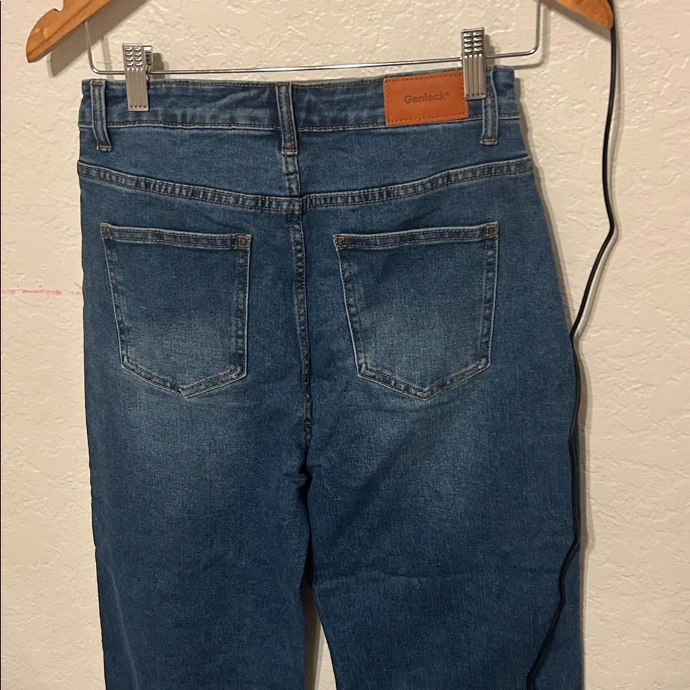 🎟️GENLECK size 6 NWT Wide Leg High-Rise Jeans in Dark Blue stretch capri baggy - Picture 6 of 9